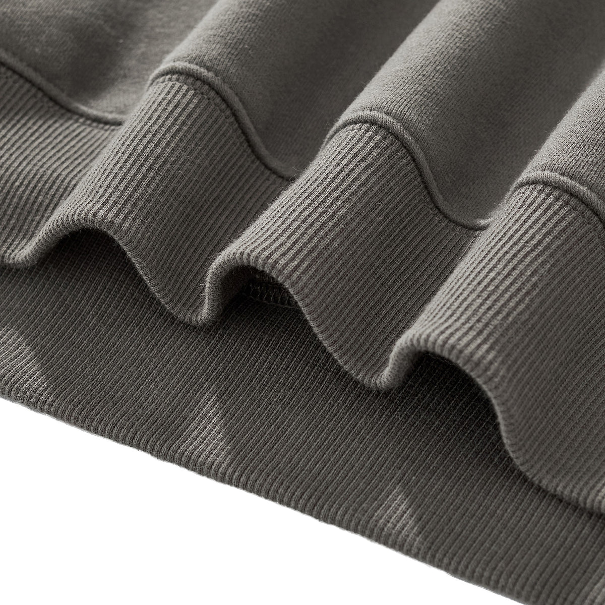 The Batce Lab Boxy Fleece Hoodie – Adult: garment detail, no print — the hoodie itself up close in Olive Gray (Tapstitch sample photo 3 of 4)