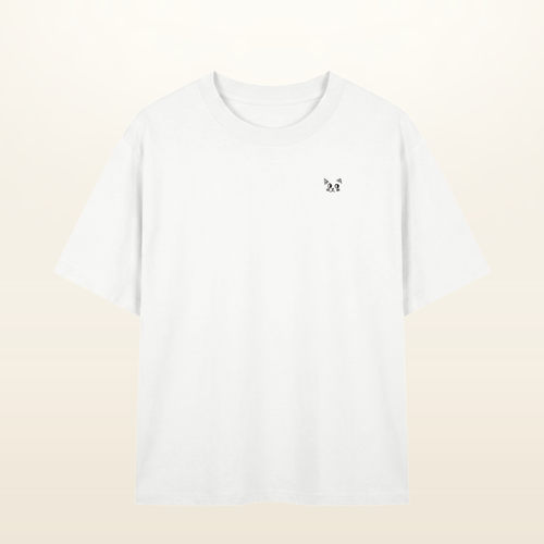 The Batce T-Shirt - Adult in White. One small hand-drawn Batce mark on the chest.