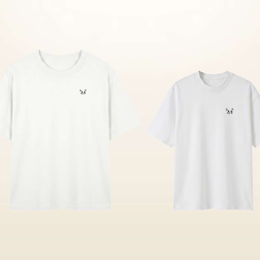 Adult and kids Batce T-shirts side by side. Same mark, two sizes.