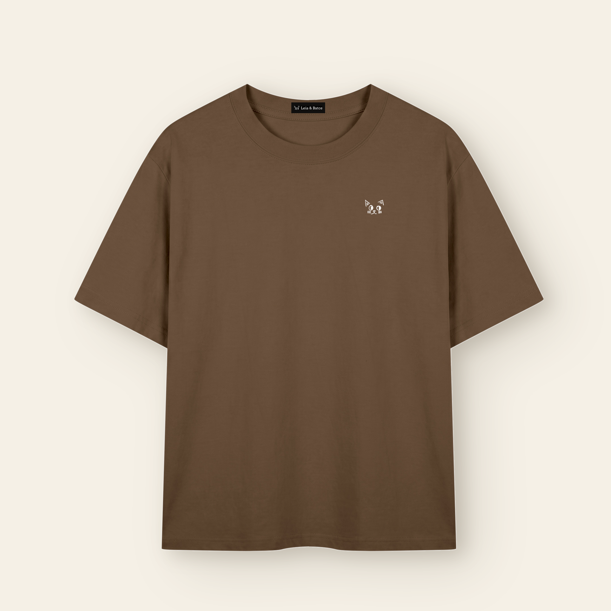 The Batce T-Shirt - Adult in Coffee. White ink mark.