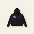Cherry on Top Lettering Zip Hoodie – Adult in Black, laid flat
