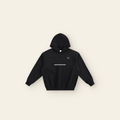 Just Right Back Lettering Boxy Fleece Hoodie – Adult in Black, laid flat