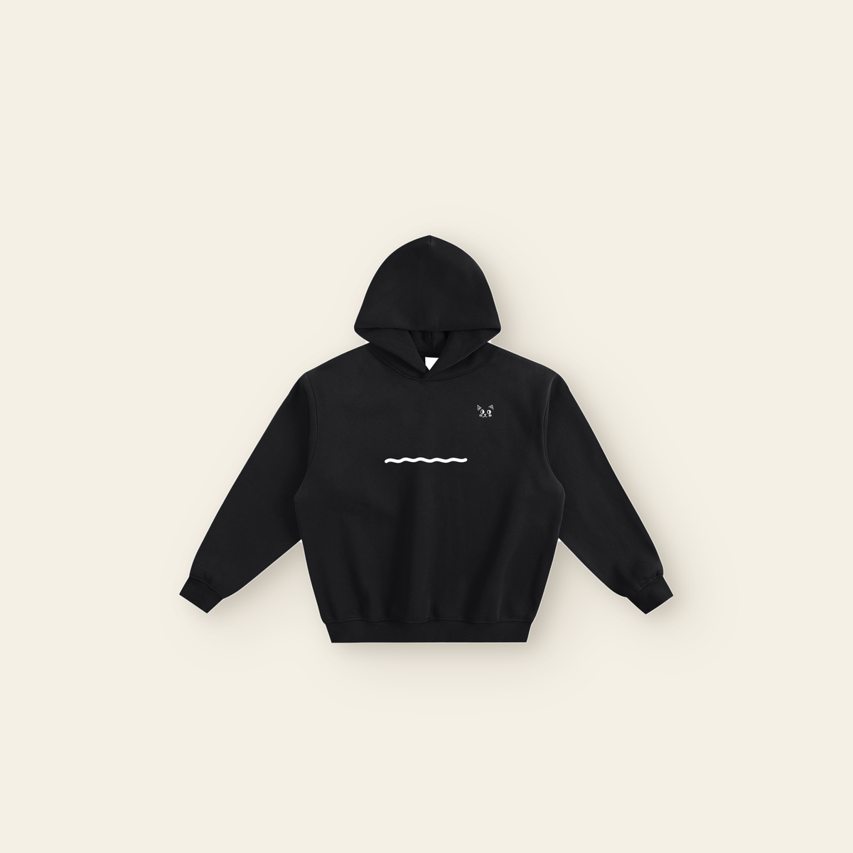 Just Right Back Lettering Boxy Fleece Hoodie – Adult in Black, laid flat