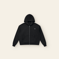 Cherry on Top Back Cake Zip Hoodie – Adult in Black, laid flat