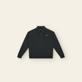 The Batce Boxy Quarter-Zip Sweatshirt – Adult in Black, laid flat