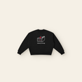 Cherry on Top Cake Boxy Fleece Sweatshirt – Adult in Black, laid flat