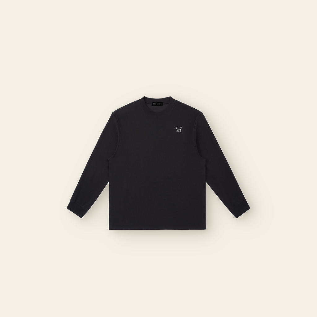 The Batce Long Sleeve T-Shirt – Adult in Black, laid flat