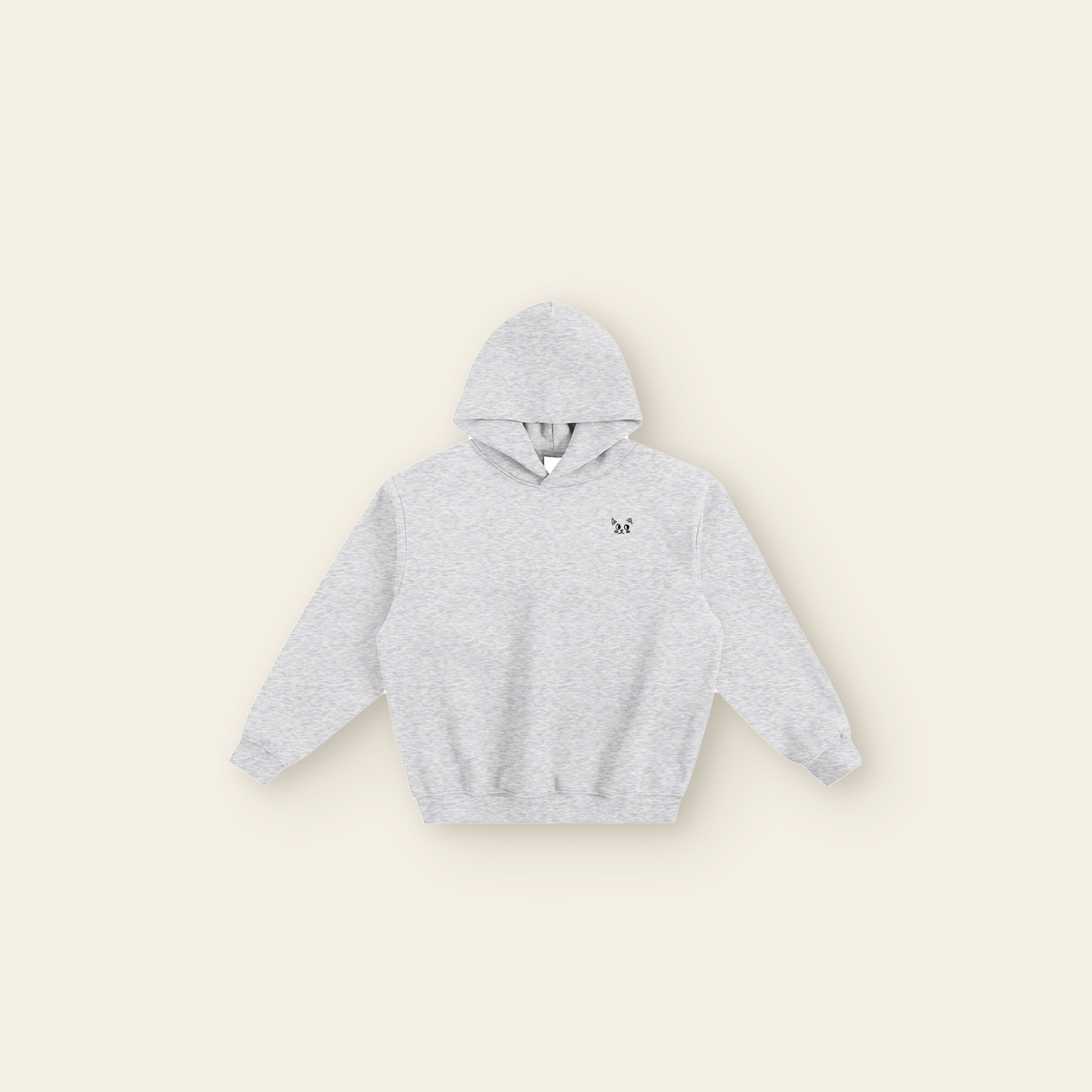 The Batce Boxy Hoodie – Adult in Heather Gray, laid flat