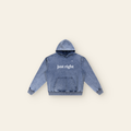 Just Right Hoodie – Adult in Light Blue, laid flat