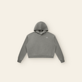 The Batce Hoodie – Women's in Light Gray, laid flat