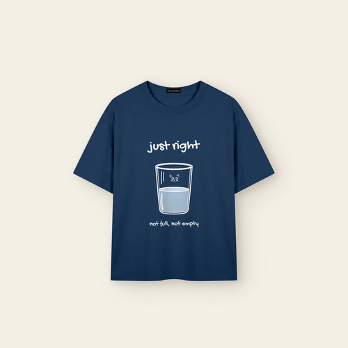 The Just Right T-Shirt - Adult in Navy Blue. White ink print.
