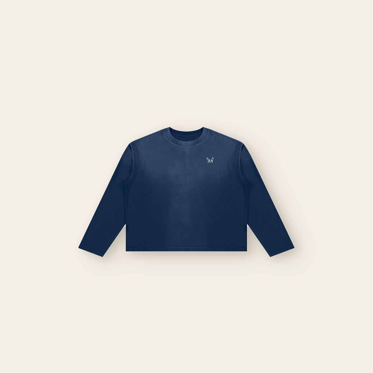 The Batce Sunfade Long Sleeve – Adult in Navy Blue, laid flat