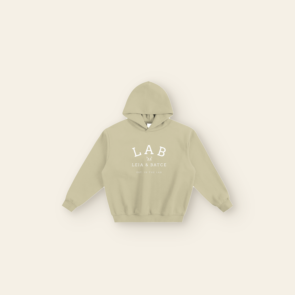 The Batce Lab Boxy Hoodie – Adult in Sage, laid flat