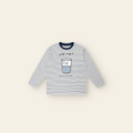 Just Right Striped Long Sleeve – Kids in White / Black, laid flat