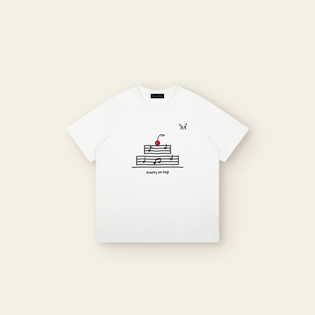 The Cherry on Top T-Shirt – Adult in White, laid flat